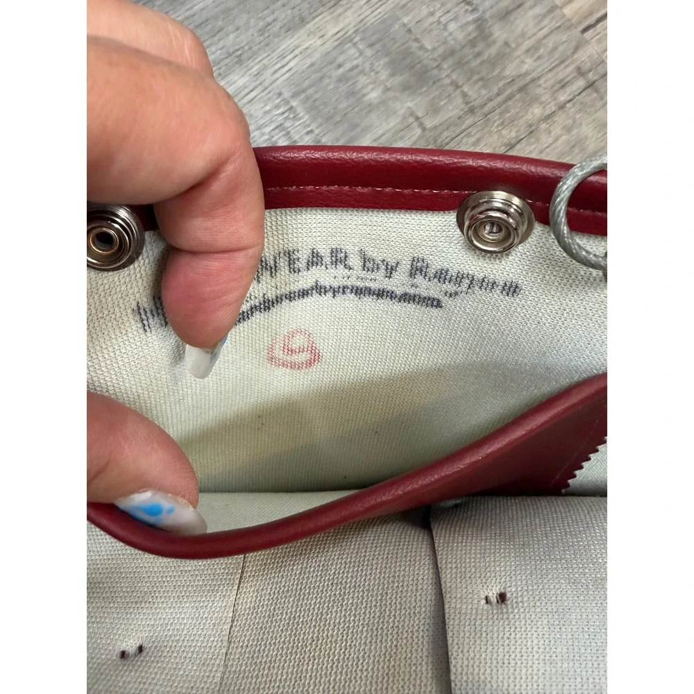 Hardwear by Renee Red Vegan Leather Studded Bucket Bag with Wire Cable Straps